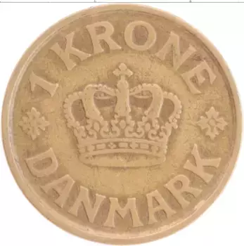 Монета крона Дании 1926 года Бронза Кристиан Х