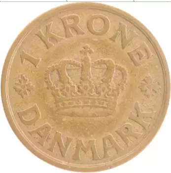 Монета крона Дании 1926 года Латунь Кристиан Х