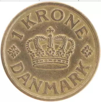 Монета крона Дании 1926 года Латунь Кристиан Х