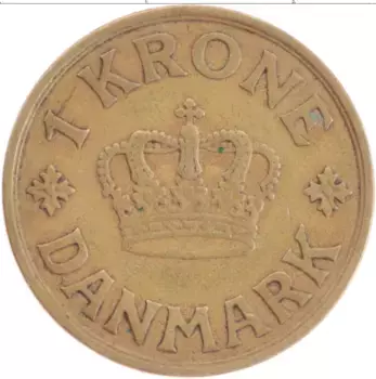 Монета крона Дании 1940 года Латунь Кристиан X