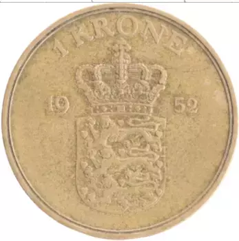 Монета крона Дании 1952 года Бронза Фредерик IX