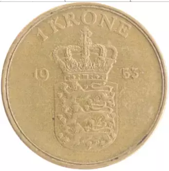 Монета крона Дании 1953 года Бронза Фредерик IX