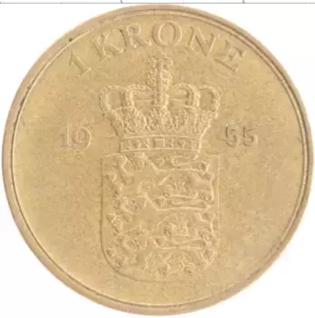 Монета крона Дании 1955 года Бронза Фредерик IX