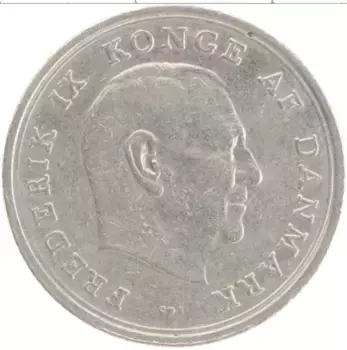 Монета крона Дании 1965 года Медно-никель Фредерик IX