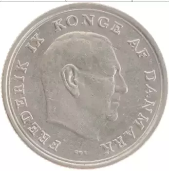 Монета крона Дании 1965 года Медно-никель Фредерик IX