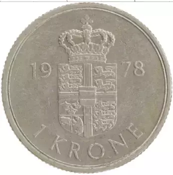 Монета крона Дании 1978 года Медно-никель Маргрете II