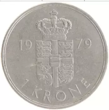 Монета крона Дании 1979 года Медно-никель Маргрете II