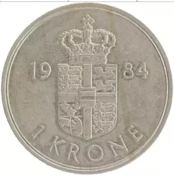 Монета крона Дании 1984 года Медно-никель Маргрете II