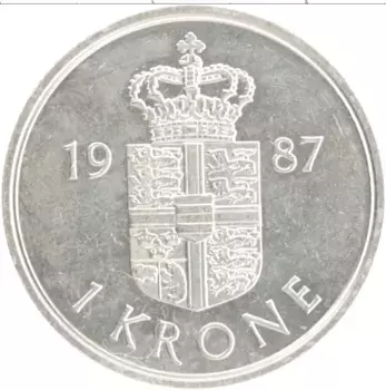 Монета крона Дании 1987 года Медно-никель Маргрете II