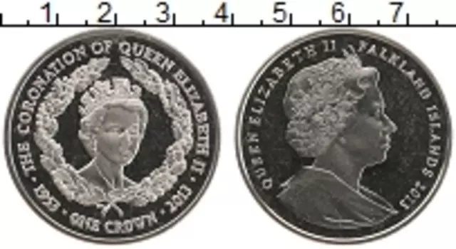 Монета крона Фолклендских островов 2013 года Медно-никель Елизавета II Юбилей коронации