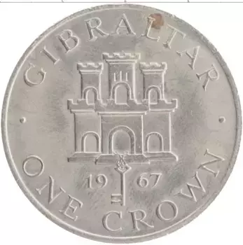 Монета крона Гибралтара 1967 года Медно-никель