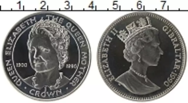 Монета крона Гибралтара 1990 года Серебро Елизавета II