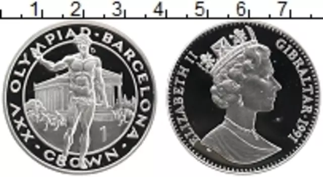 Монета крона Гибралтара 1991 года Серебро Елизавета II