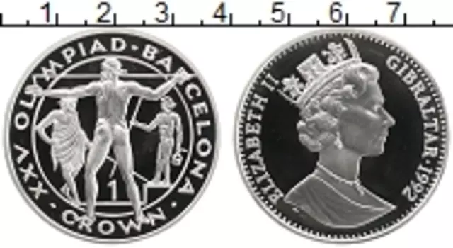 Монета крона Гибралтара 1992 года Серебро Елизавета II