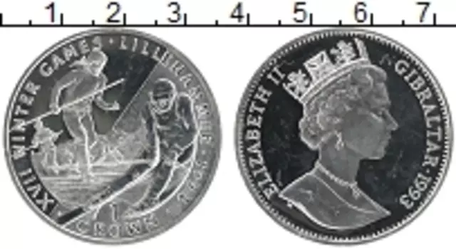 Монета крона Гибралтара 1993 года Серебро Елизавета II
