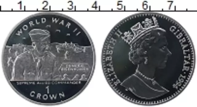 Монета крона Гибралтара 1994 года Серебро Вторая мировая война