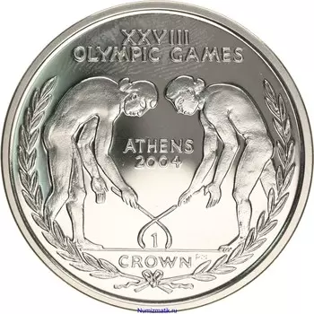 Монета крона Гибралтара 2003 года Серебро Олимпийсие игры 2004