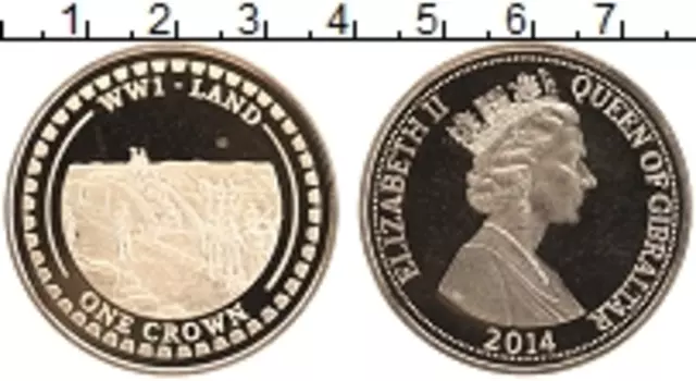 Монета крона Гибралтара 2014 года Позолота Елизавета II
