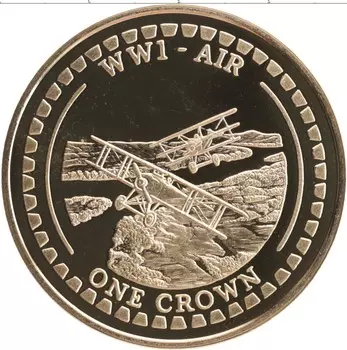 Монета крона Гибралтара 2014 года Позолота Елизавета II Авиация WWI