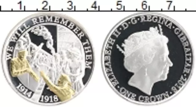 Монета крона Гибралтара 2018 года Посеребрение Елизавета II