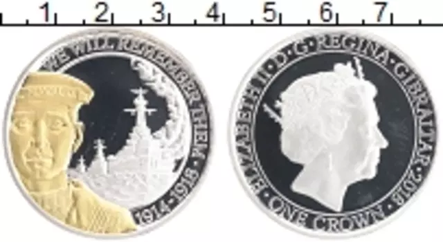 Монета крона Гибралтара 2018 года Посеребрение Елизавета II