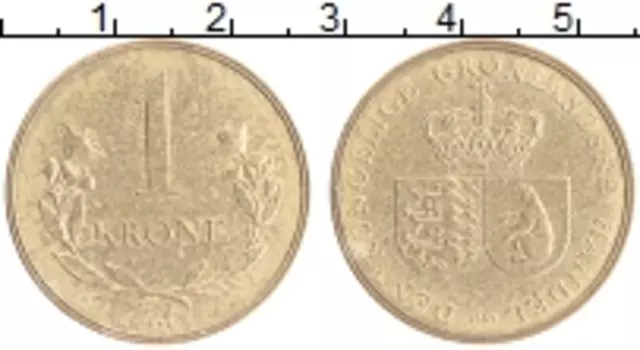 Монета крона Гренландии 1957 года Бронза