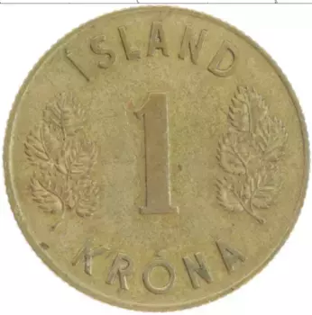Монета крона Исландии 1962 года Латунь Герб