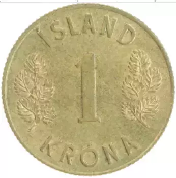 Монета крона Исландии 1963 года Латунь Герб