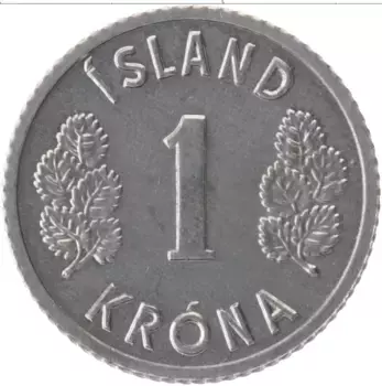 Монета крона Исландии 1978 года Алюминий