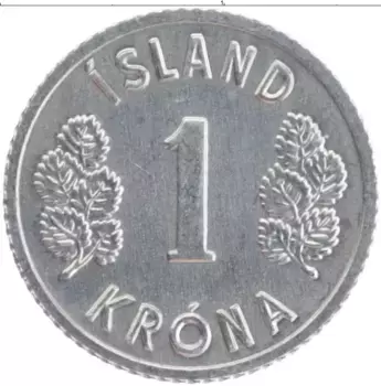 Монета крона Исландии 1978 года Алюминий
