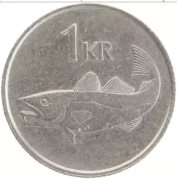 Монета крона Исландии 1987 года Медно-никель