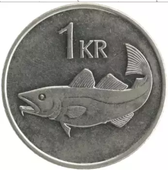 Монета крона Исландии 1989 года Медно-никель