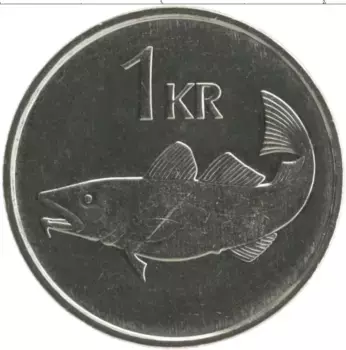 Монета крона Исландии 1994 года Медно-никель