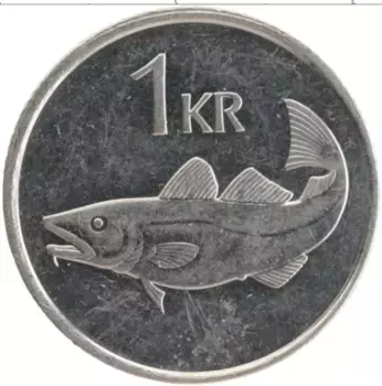 Монета крона Исландии 1999 года Медно-никель
