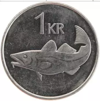 Монета крона Исландии 2005 года Медно-никель