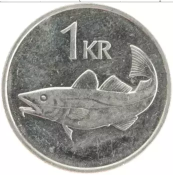 Монета крона Исландии 2006 года Железо Треска