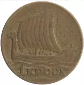 Монета крона Эстонии 1934 года Бронза