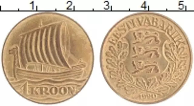 Монета крона Эстонии 1990 года Бронза UNUSUAL