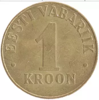 Монета крона Эстонии 1998 года Латунь