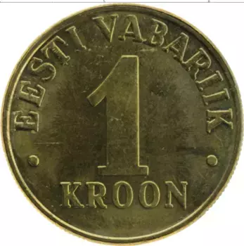 Монета крона Эстонии 2001 года Латунь