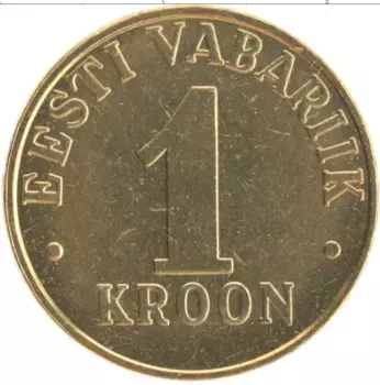 Монета крона Эстонии 2001 года Латунь