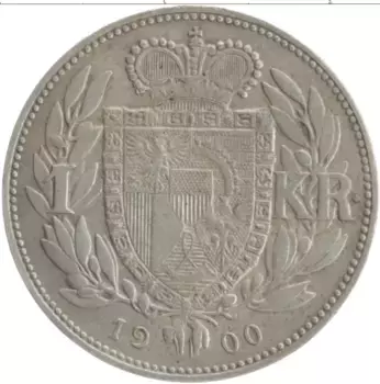 Монета крона Лихтенштейна 1900 года Серебро Йохан II