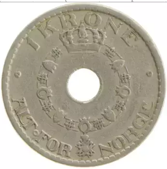 Монета крона Норвегии 1940 года Медно-никель Хокон VII