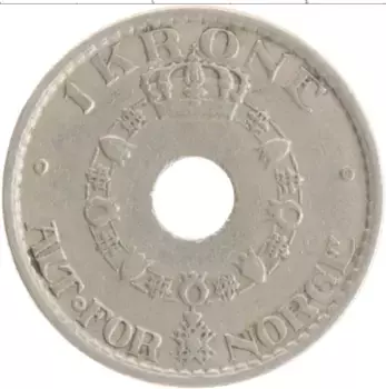 Монета крона Норвегии 1940 года Медно-никель Хокон VII