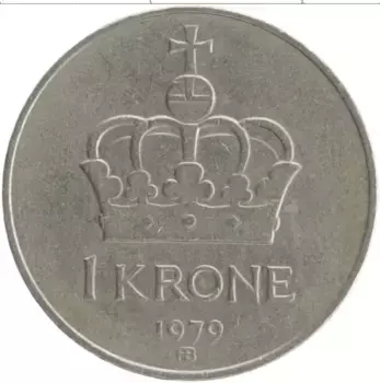 Монета крона Норвегии 1979 года Медно-никель Олаф V