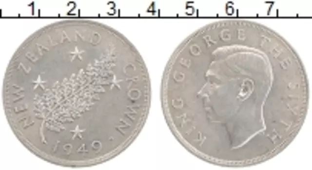 Монета крона Новой Зеландии 1949 года Медно-никель Георг VI