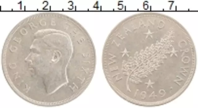 Монета крона Новой Зеландии 1949 года Серебро Георг VI