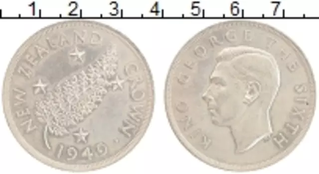 Монета крона Новой Зеландии 1949 года Серебро Георг VI