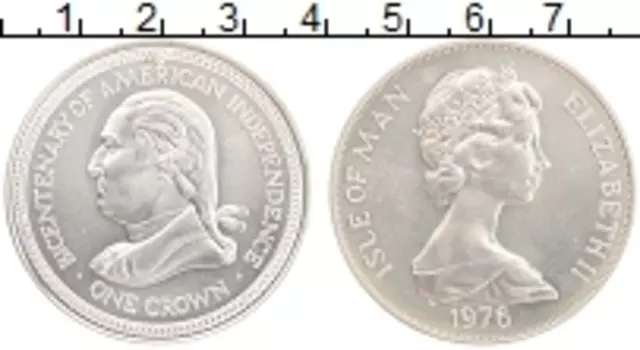 Монета крона Острова Мэн 1976 года Серебро Елизавета II