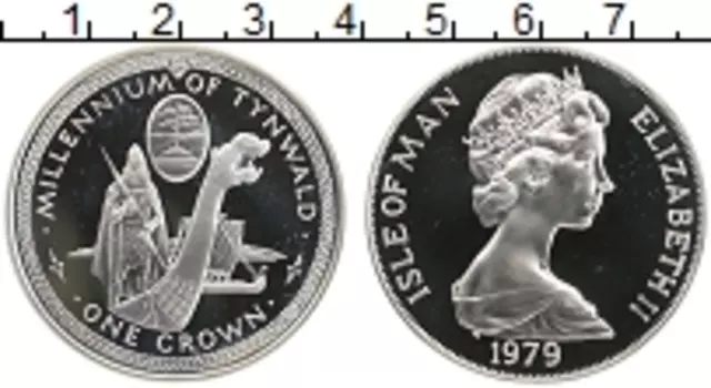 Монета крона Острова Мэн 1979 года Серебро 1000 лет Тинвальду